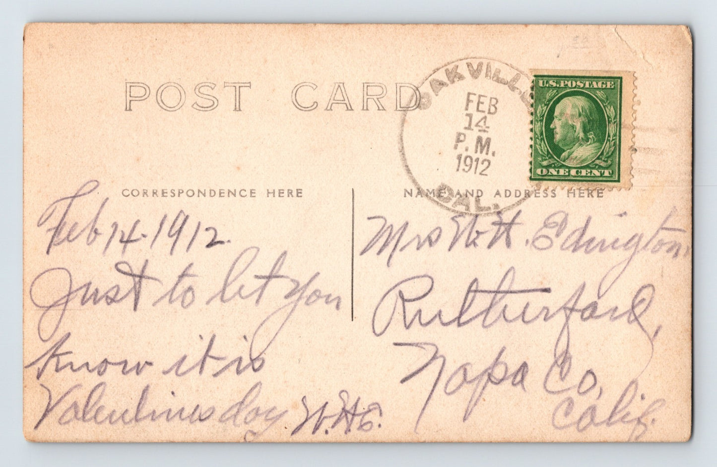 Oakville California Horse Wagon Woman 1912 RPPC Postcard Posted