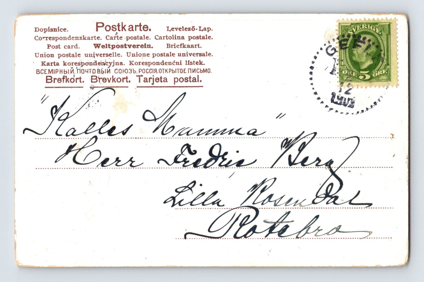 Sweden Clown Dog Trainer 1907 Postcard Posted Undivided Back