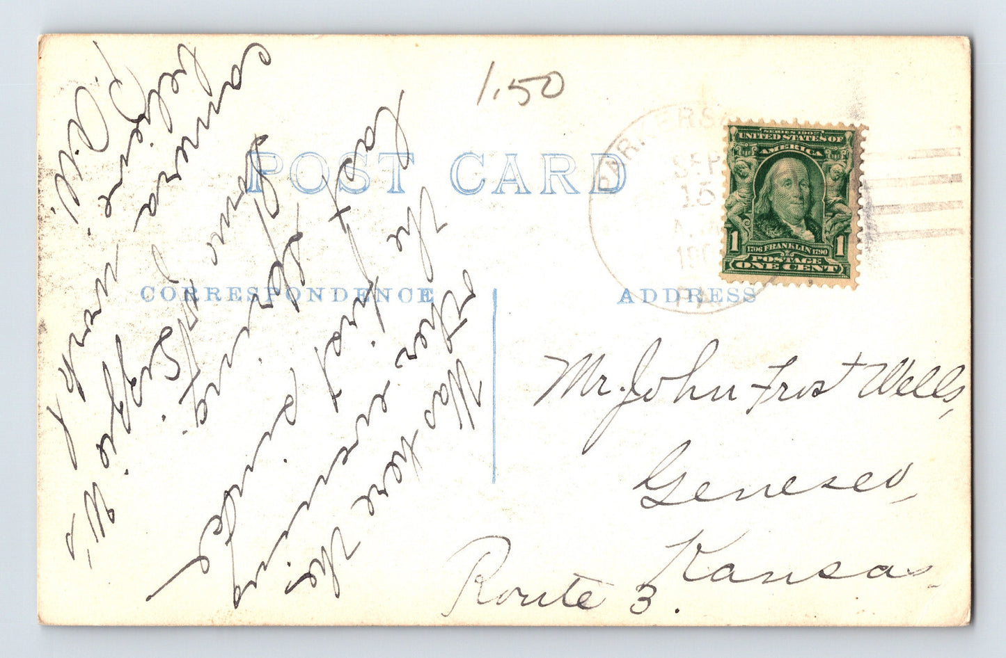 Parkersburg Pennsylvania Residence RPPC 1909 Cyanotype Postcard Posted