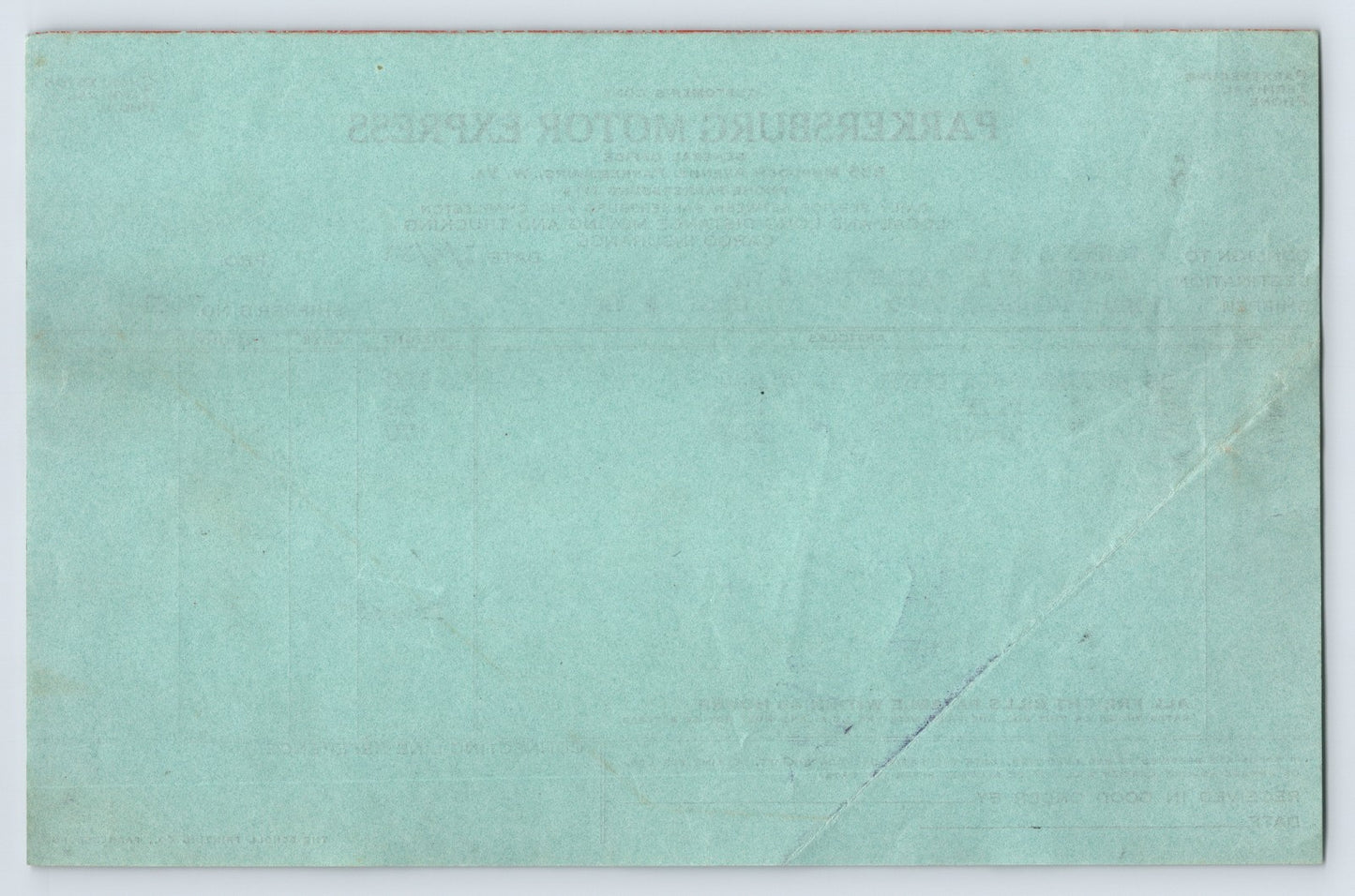 Parkersburg WV 1938 Motor Express Trucking Billhead 8.5 x 5.5