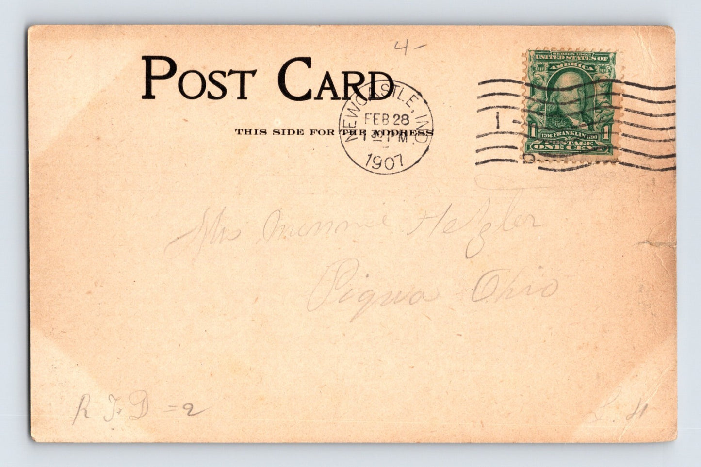 New Castle Indiana Harveys Lake Swimming Canoe 1907 Postcard Undivided Back