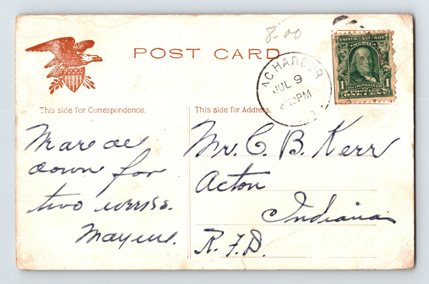 Amagansett New York Long Island Whaling 57 Foot Whale 1907 Postcard Posted