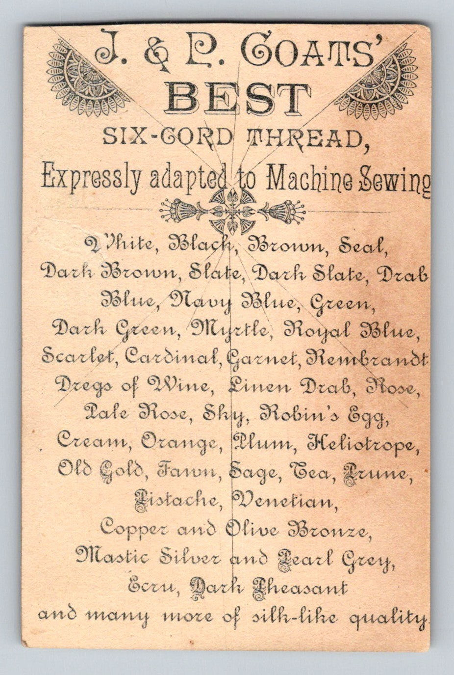 J P Coats Sewing Thread Pug Dogs Sled 1890s Victorian Trade Card 2.75 x 4.25