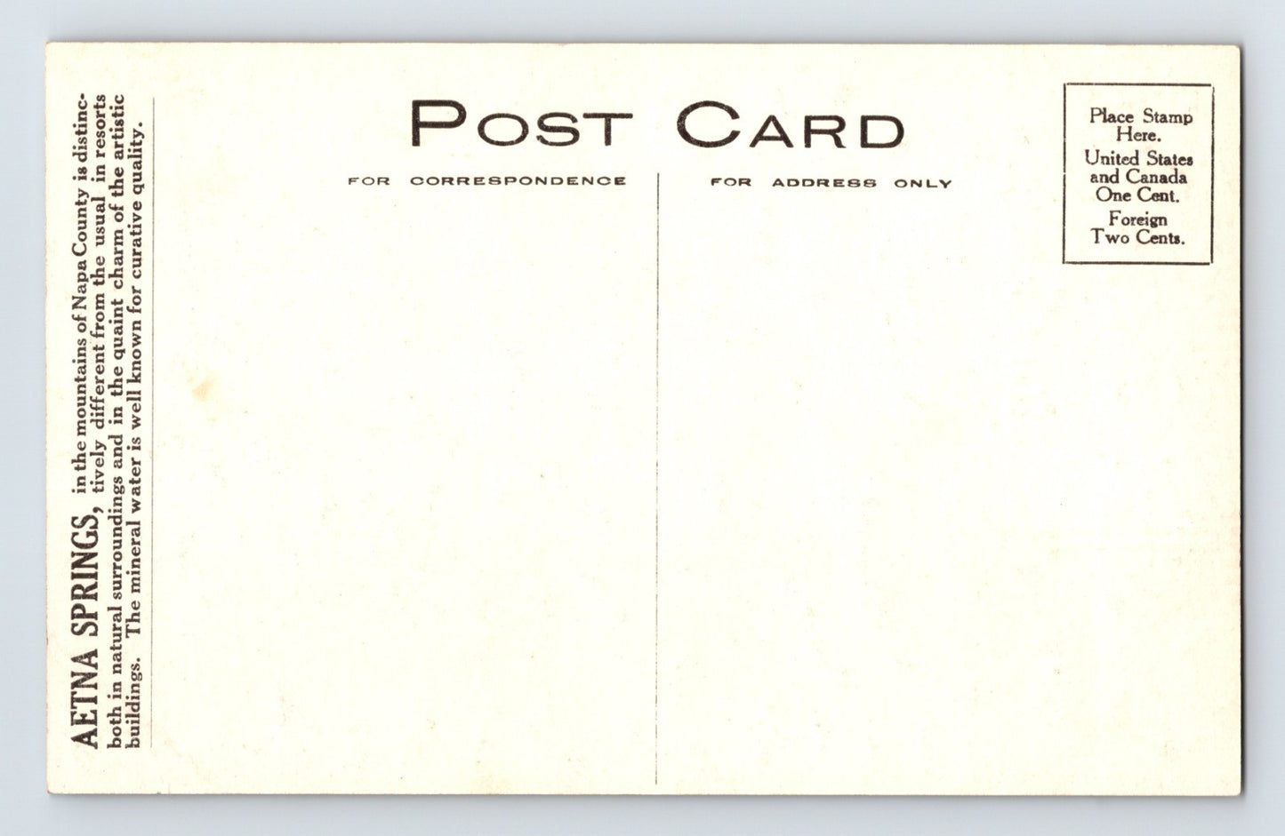 Aetna Springs California Entrance Gate Automobile 1910s RPPC Postcard Unposted