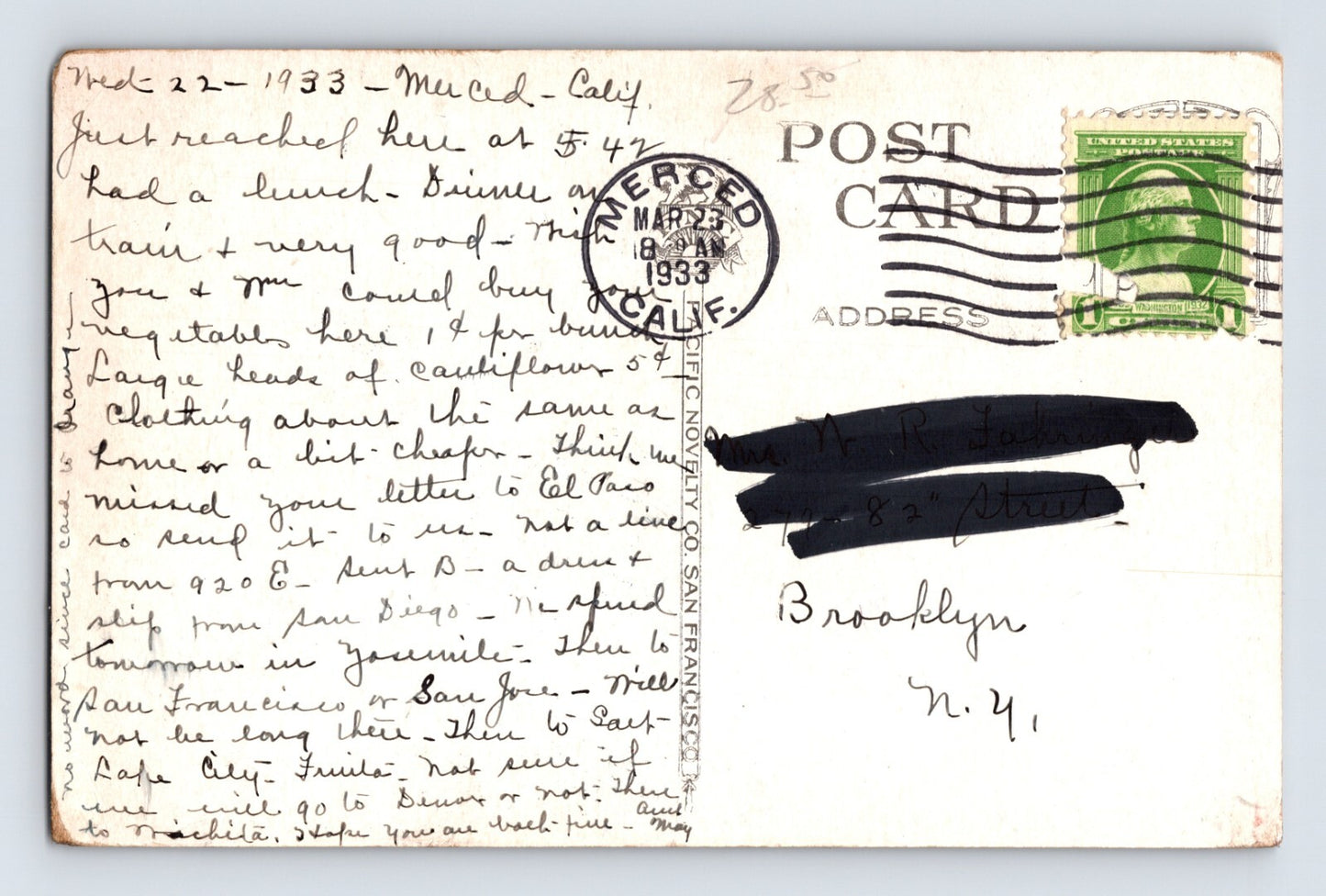 Merced California Peach and Fig Growers Association Building 1933 Postcard Posted