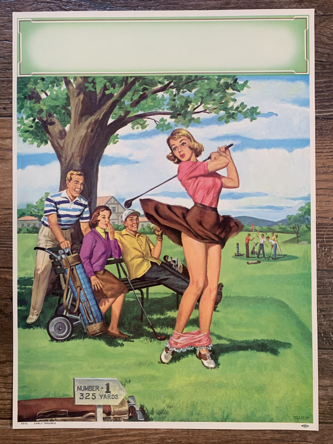 Vintage 1960s Pin Up GGA Calendar Early Trouble Golf Salesman Sample 12" x 16"