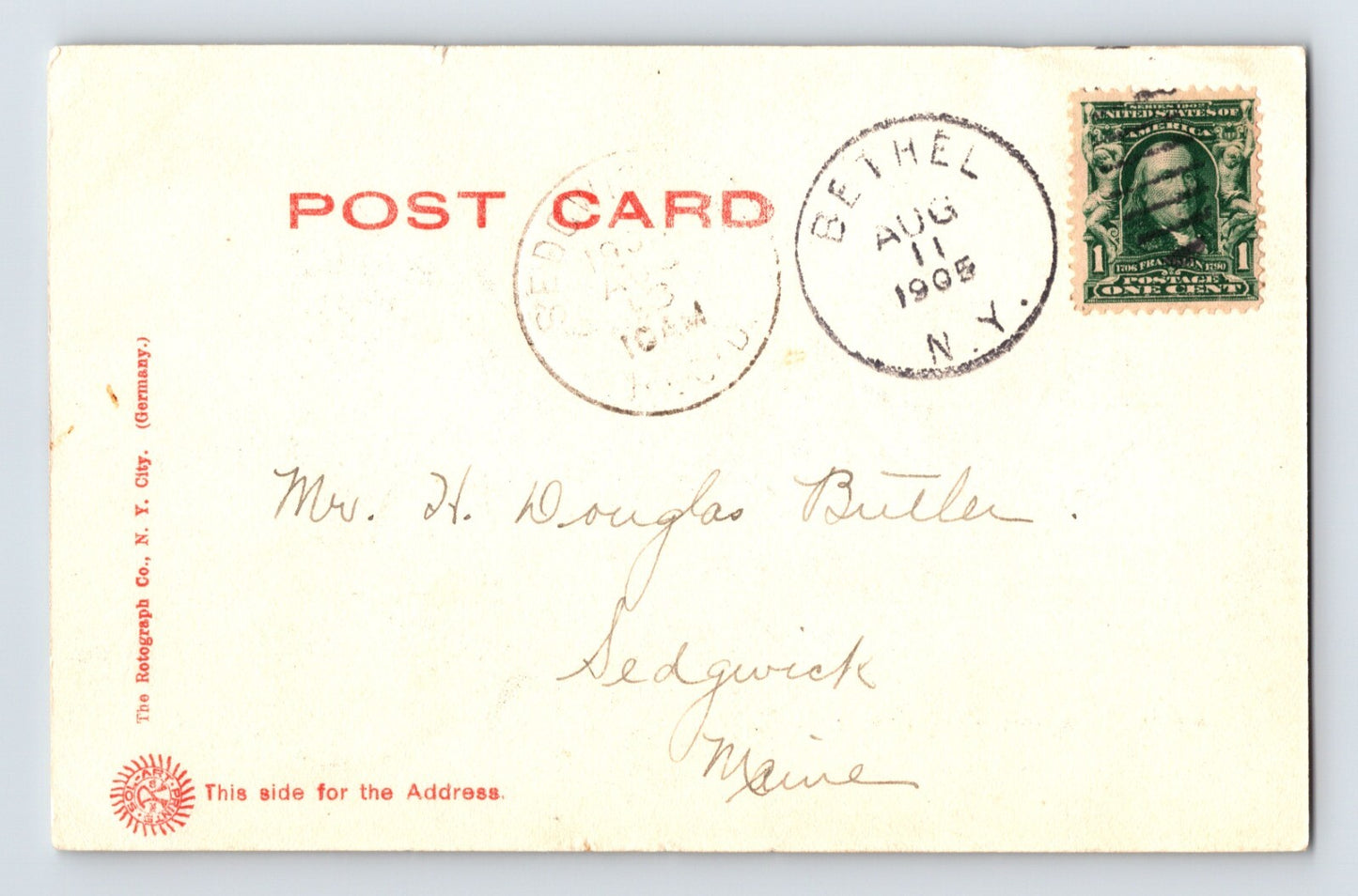 Callicoon On The Delaware New York Aerial View 1905 Postcard Posted Undivided