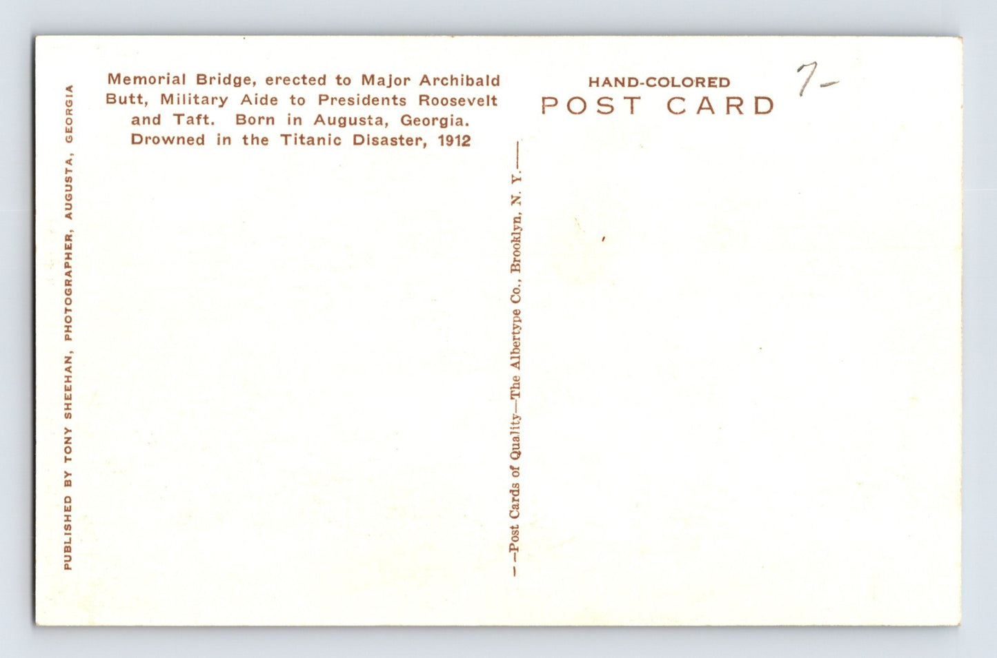 Augusta Georgia Memorial Bridge 1920s Postcard Unposted Albertype