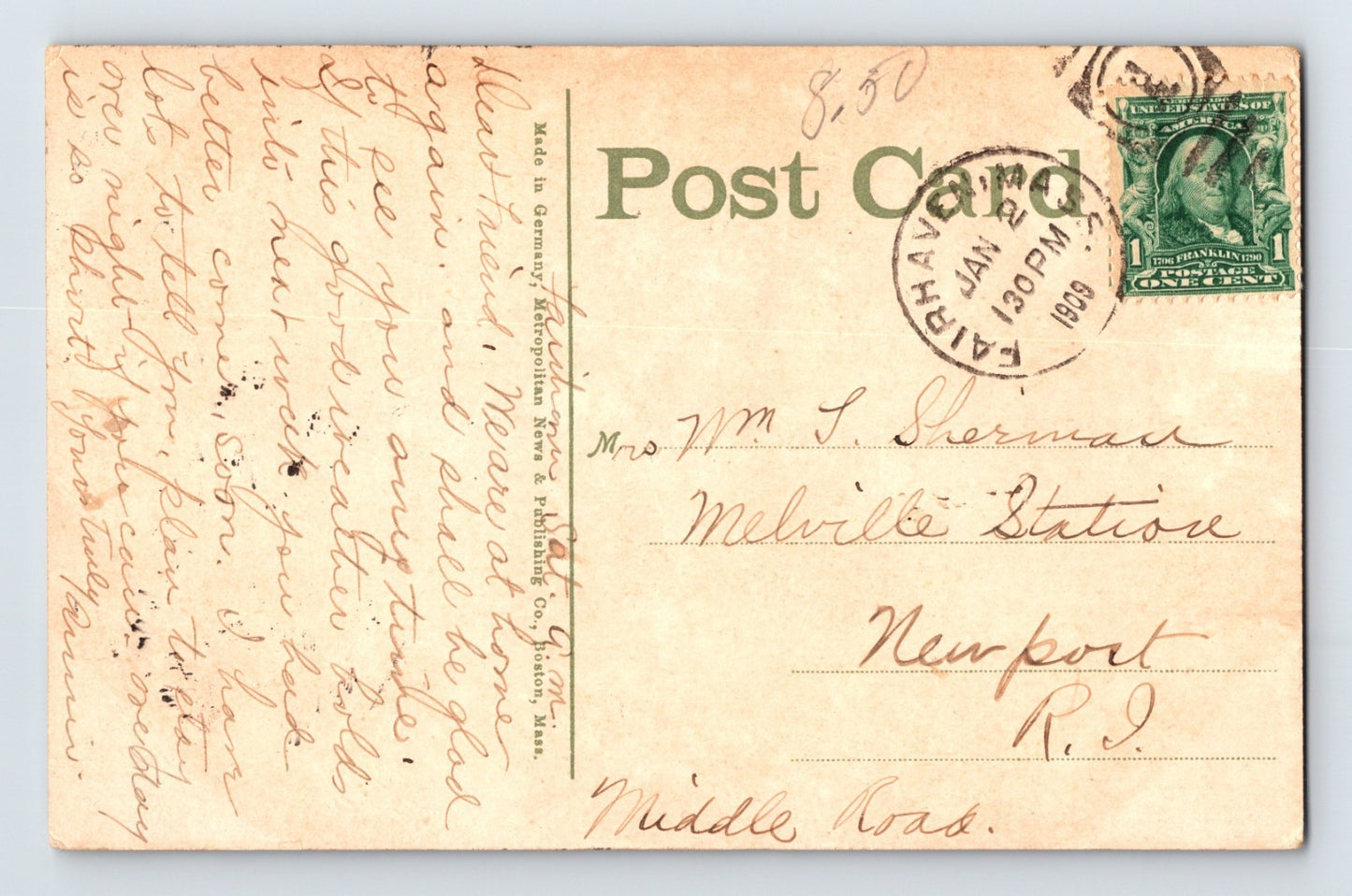 New Bedford MA Right Whaling Hoisting Whale Head Whalebone 1909 Postcard