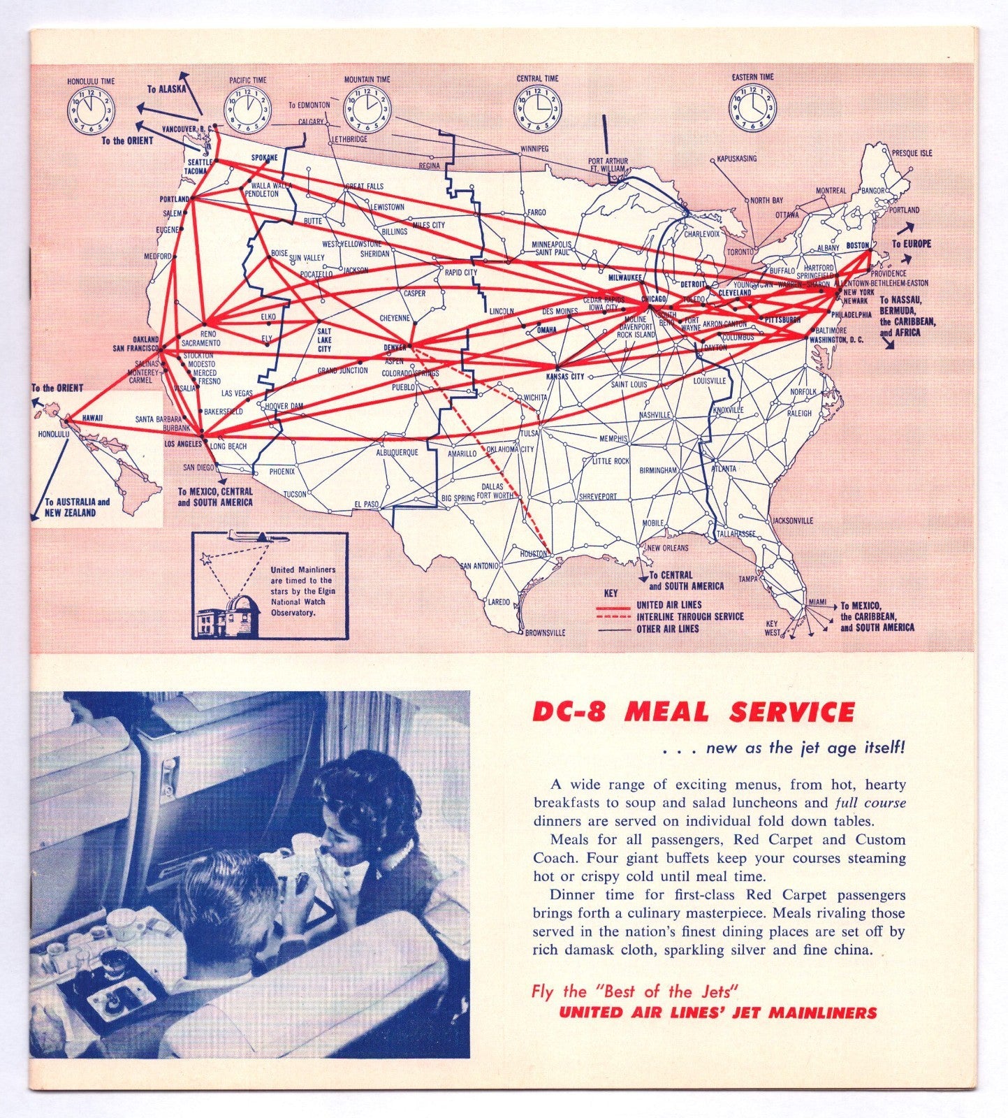 United Airlines 1960 DC-8 Jets Hawaii System Timetable Brochure Booklet