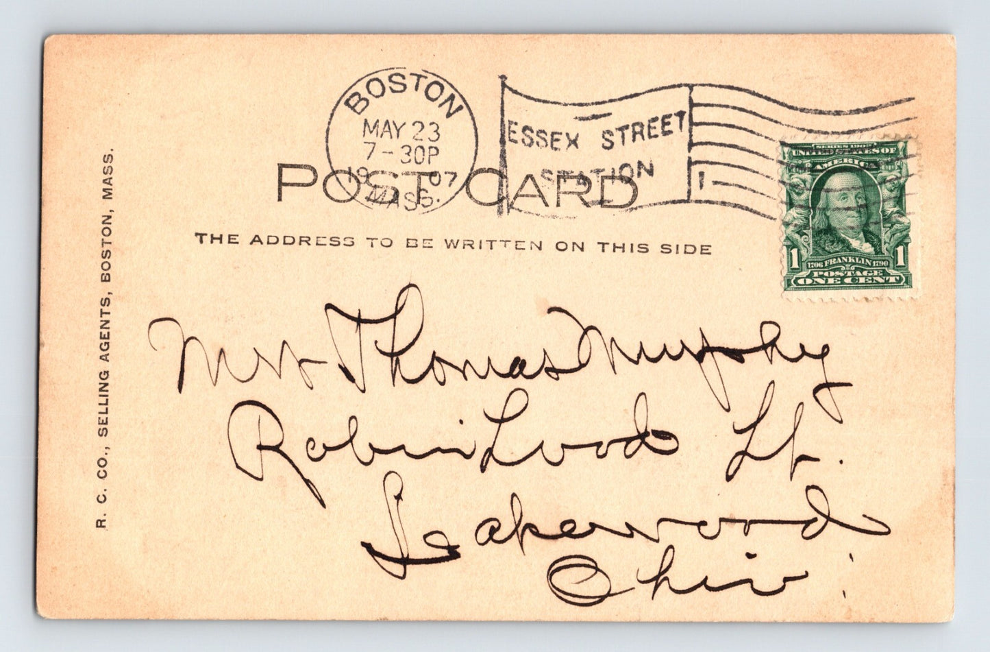 Boston Massachusetts South Railroad Train Station Depot 1907 RPPC Postcard