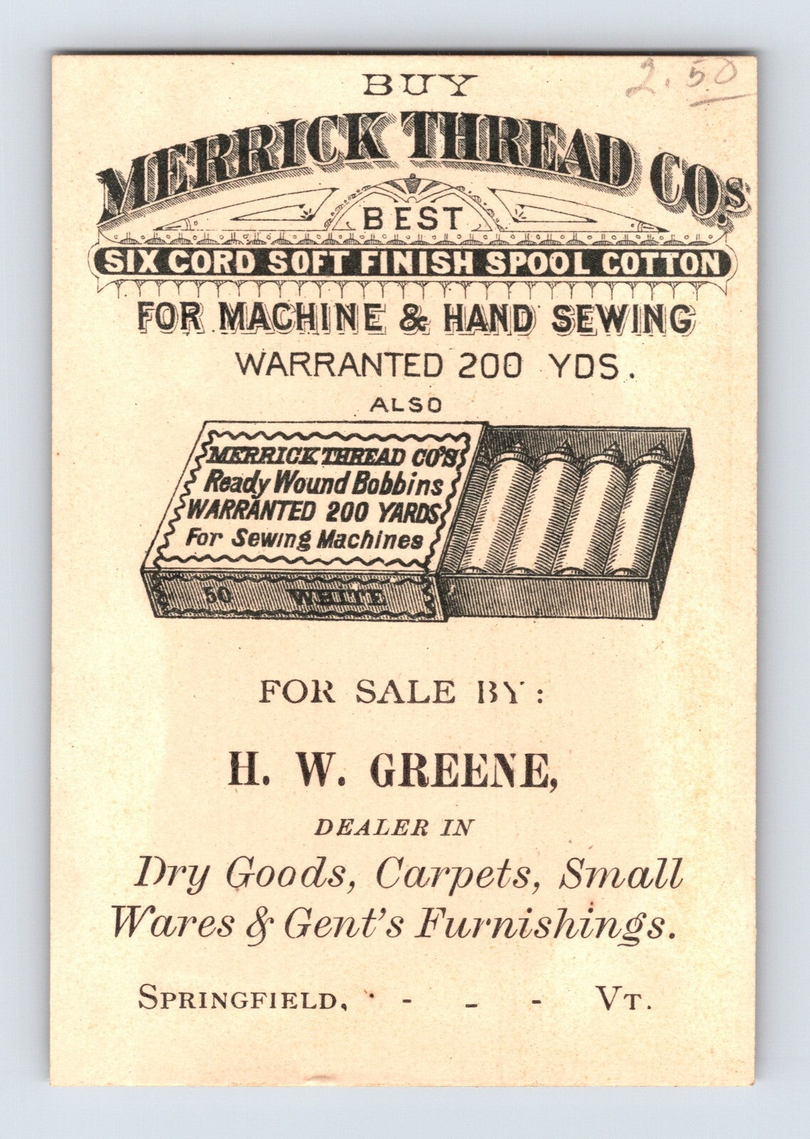 Merricks American Thread Six Cord 1890s Victorian Trade Card Hot Air Balloon 2.75 x 4