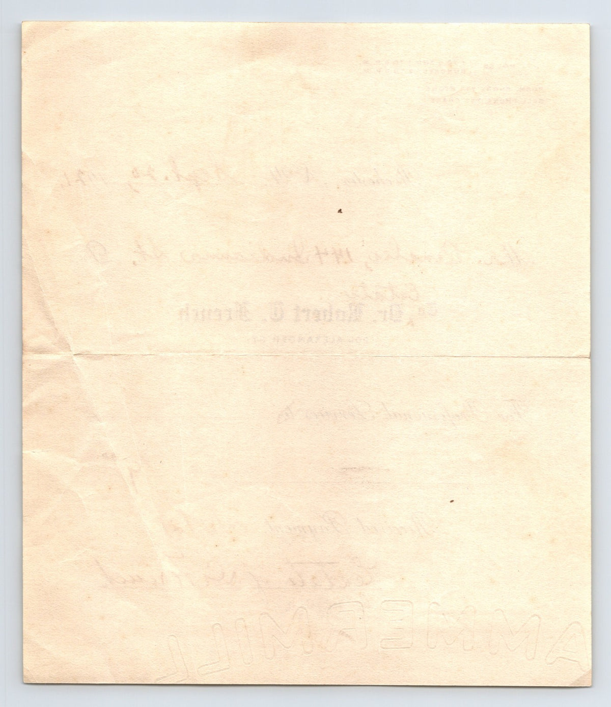 Rochester New York 1921 Dr Robert French Billhead 6.5 x 5.5