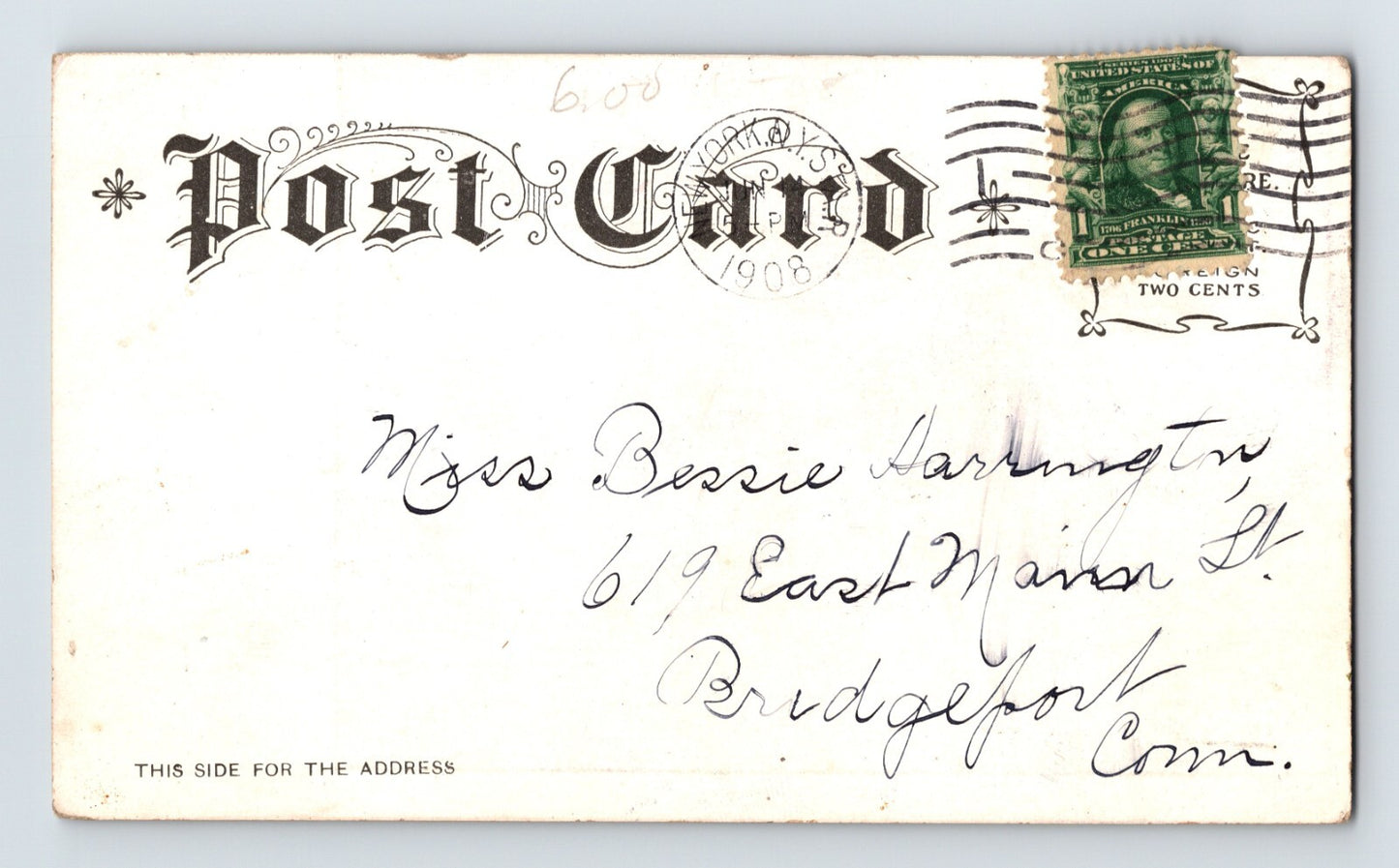 Freeport New York Long Island Church of the Transfiguration 1908 Postcard Posted