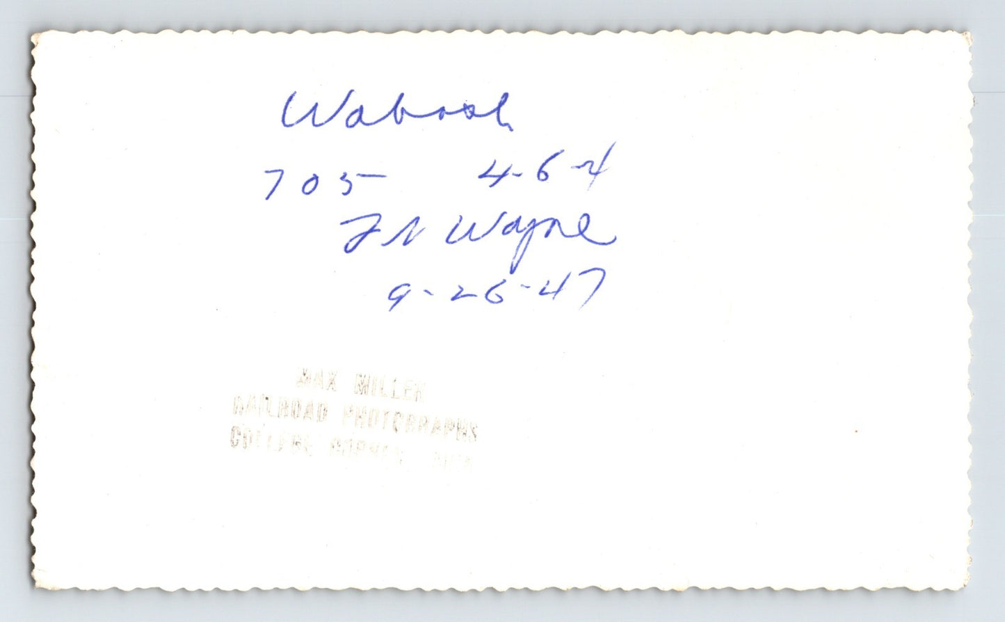 Wabash Railroad 4-6-4 Train 1947 Photo Fort Wayne Indiana Depot 3.5 x 5.75