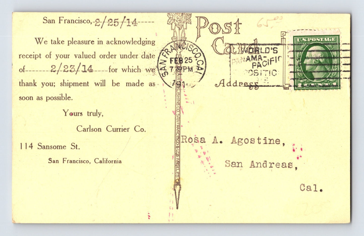Petaluma California Carlson Currier Silk Mills 1914 Sepia Postcard Posted