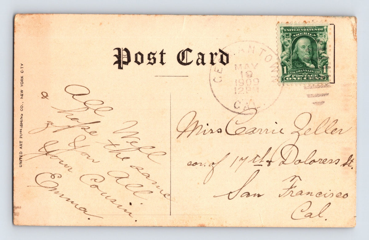 Willows California Tehama Street Downtown 1909 Postcard Posted Divided Back