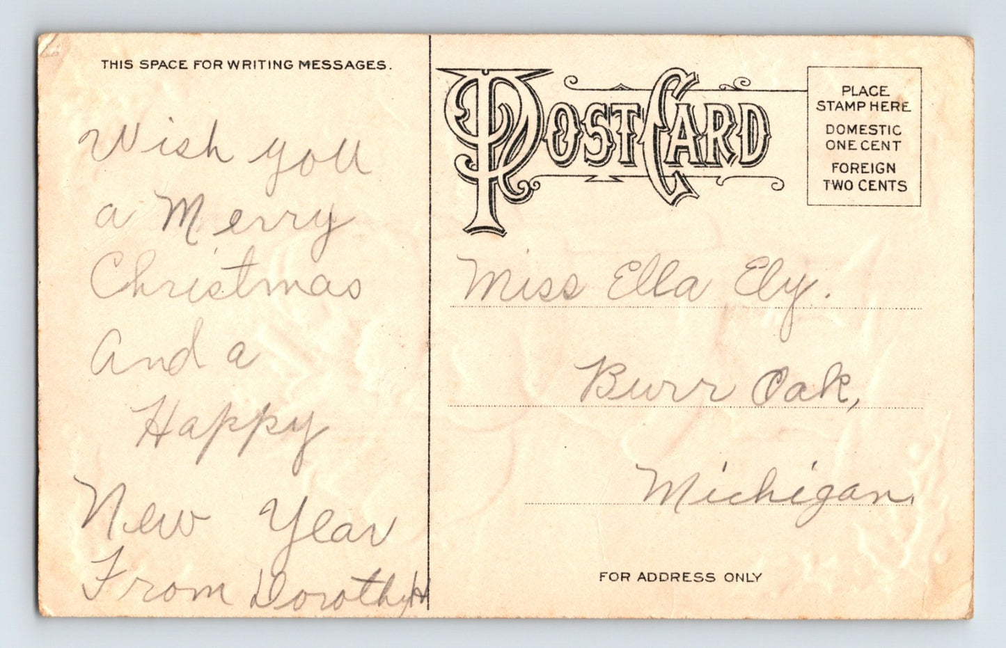 Santa Claus Sack Toys Holly Border 1910s Christmas Greeting Postcard