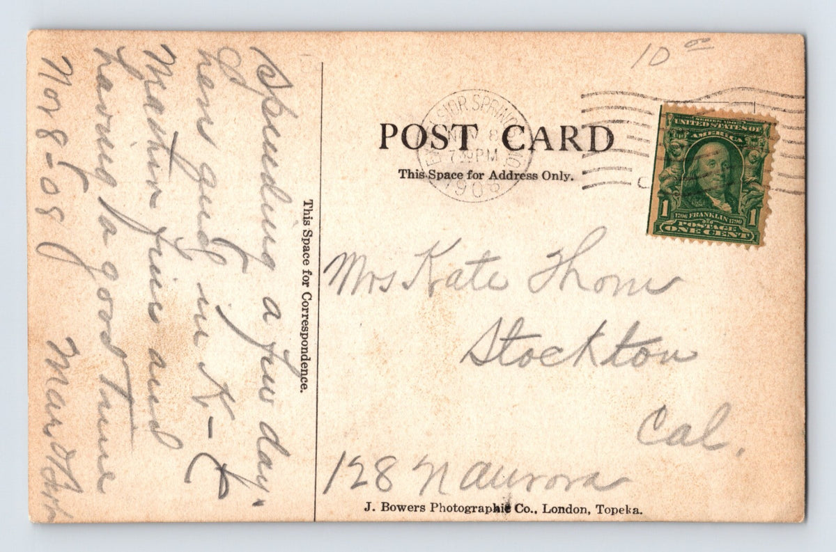 Excelsior Springs Missouri Hotel Castle Rock 1909 RPPC Postcard Posted