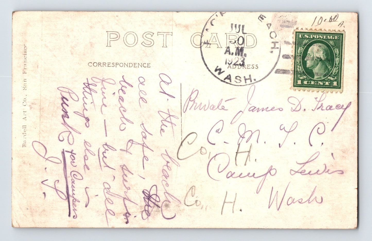 Gray’s Harbor Washington Whaling Station 1923 Postcard Posted