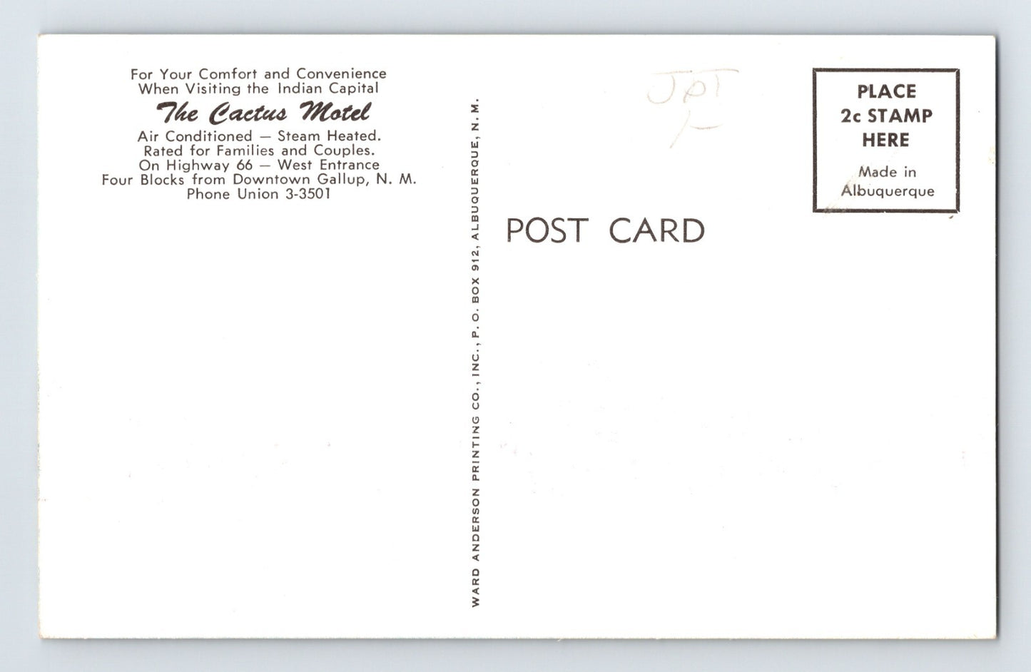 Gallup New Mexico Cactus Motel Route 66 1960s Postcard Unposted Chrome