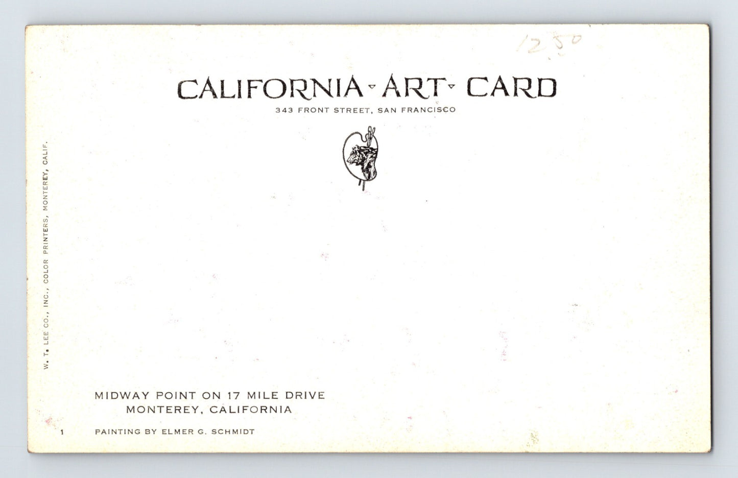 Carmel California 17 Mile Drive Elmer Schmidt Painting 1930s Postcard