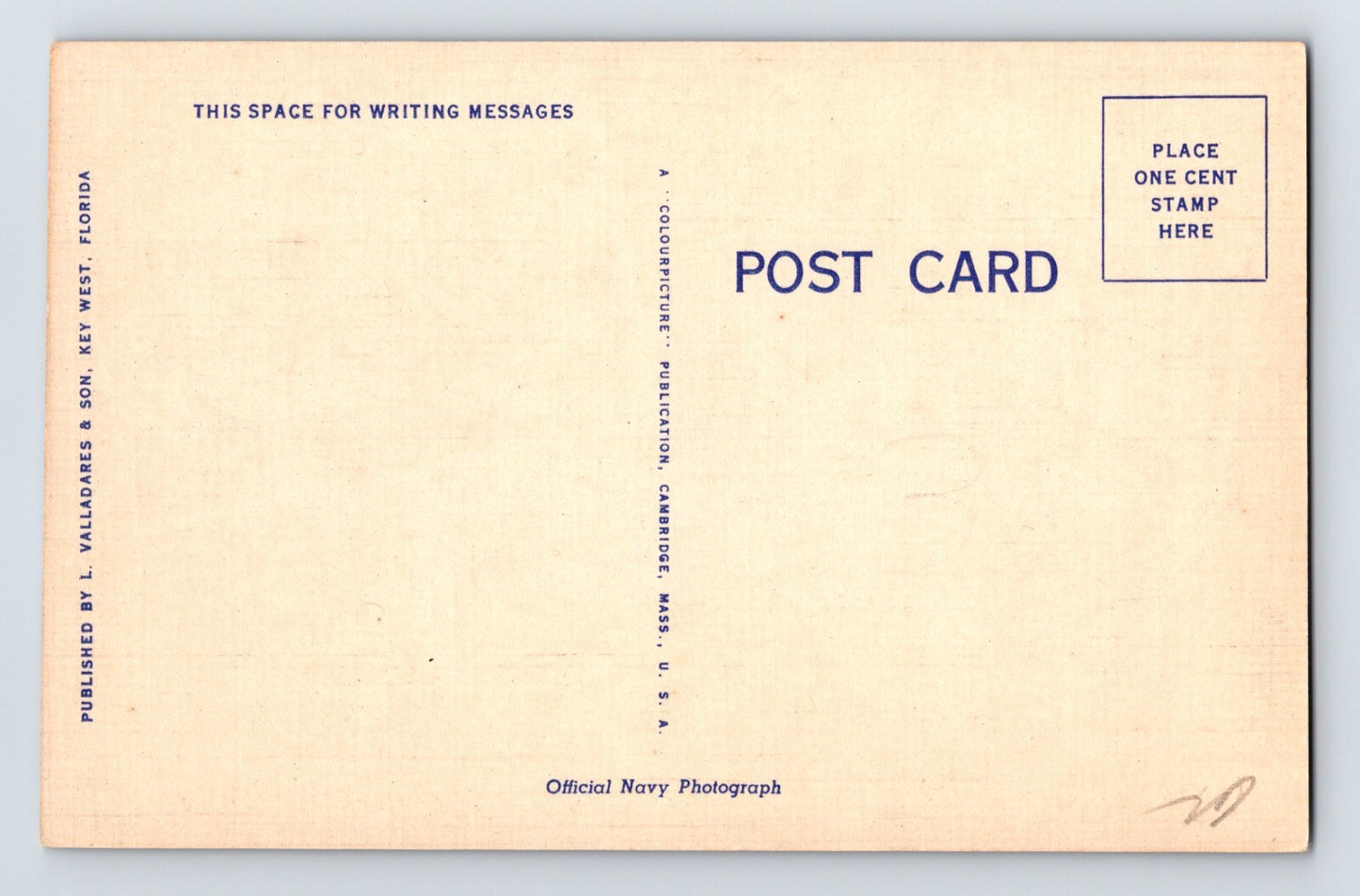 Key West Florida U.S. Naval Base Bowling Alley 1940s Postcard Unposted Linen
