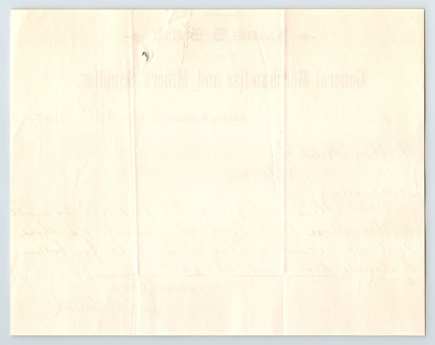 Winston Montana 1897 James S Smith Merchandise Miners Supplies Letterhead 8 x 6