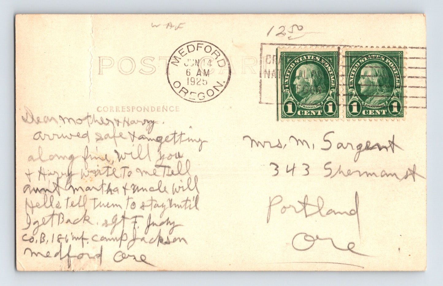 Medford Oregon Post Office 1925 RPPC Postcard Posted