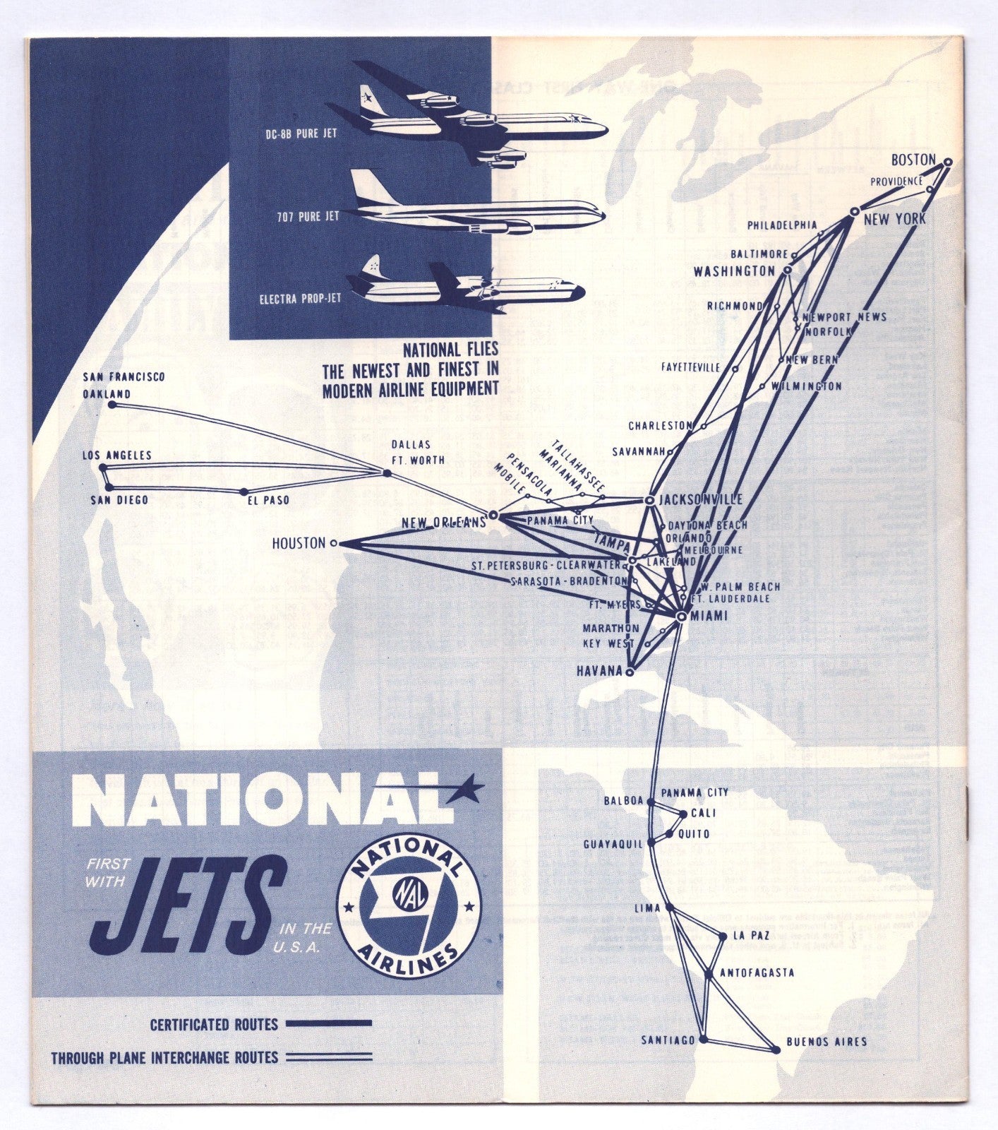 National Airlines 1961 Best Jet Buy Swimsuit System Time Table Brochure Booklet