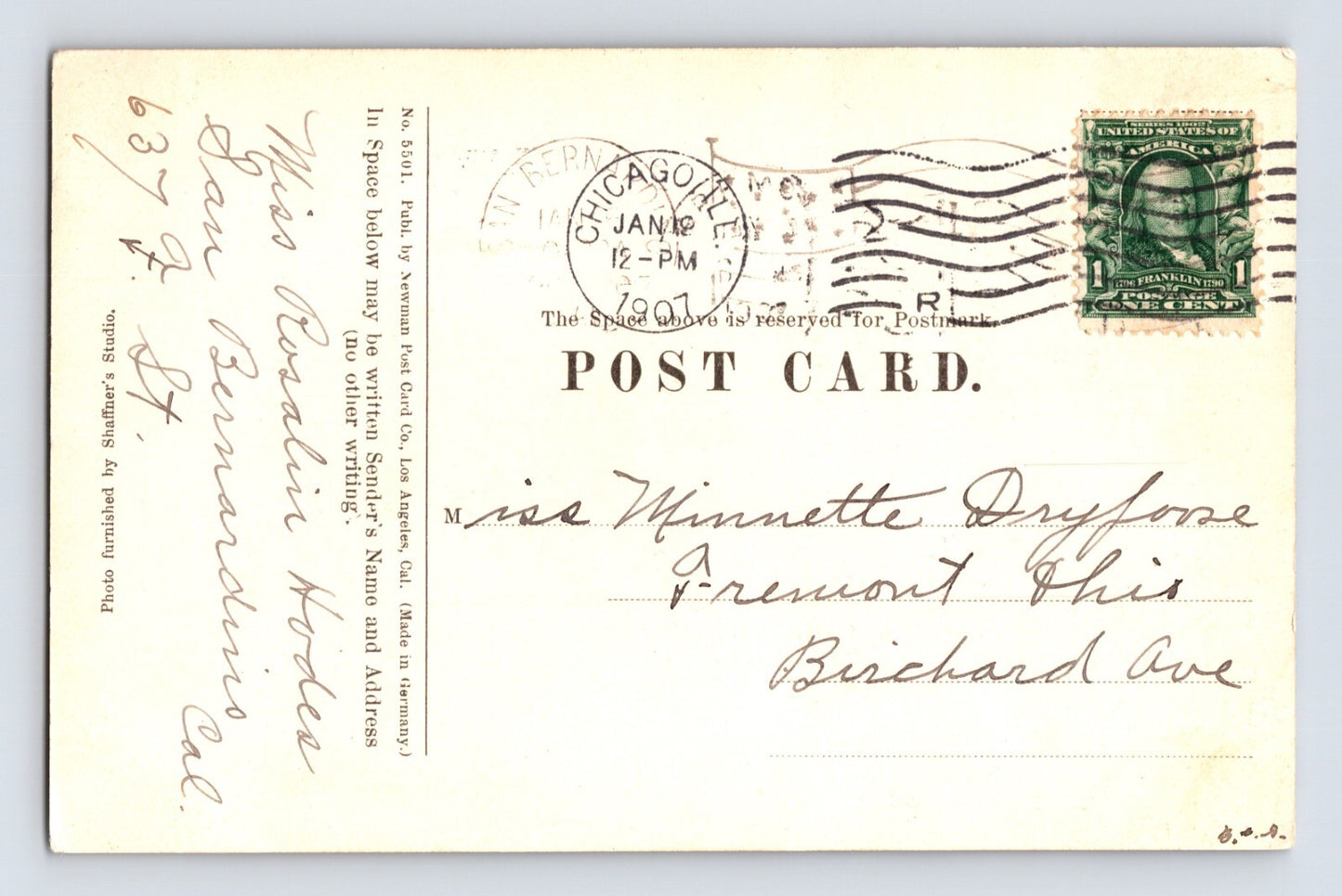 San Bernardino California Carnegie Library 1907 Postcard Posted Divided Back