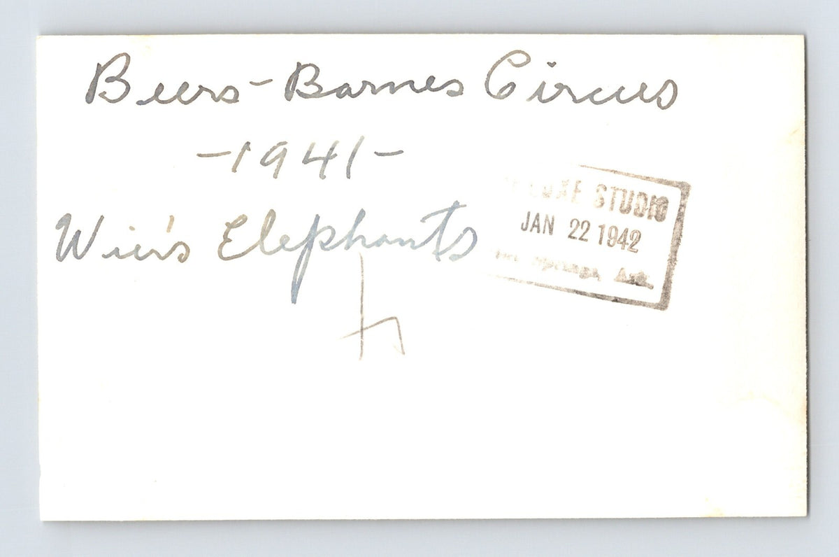 Beer Barnes Circus 1941 Photo Weirs New York Elephants 4.5 x 2.5