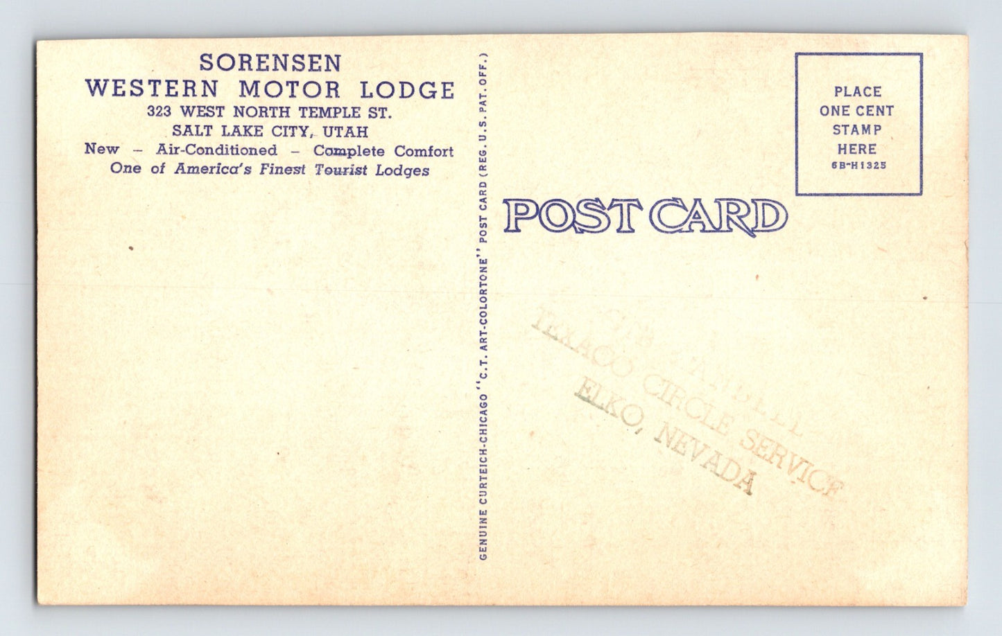 Salt Lake City Utah Western Motor Lodge 1940s Postcard Unposted Linen