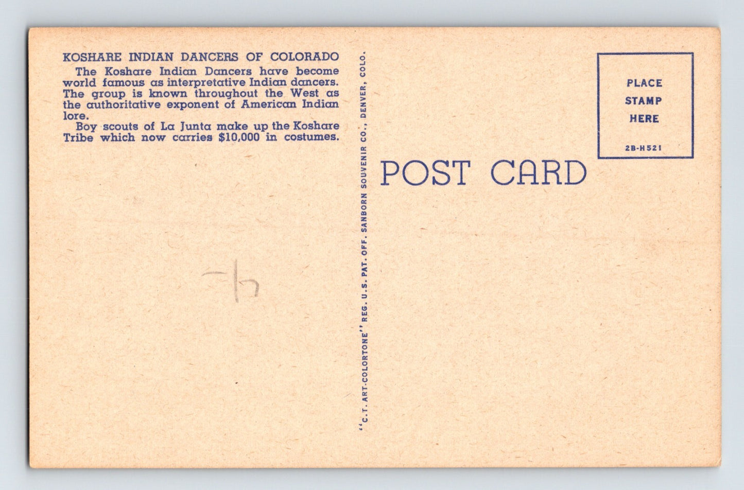 La Junta Colorado Koshare Native American Indian Dancers 1940s Postcard