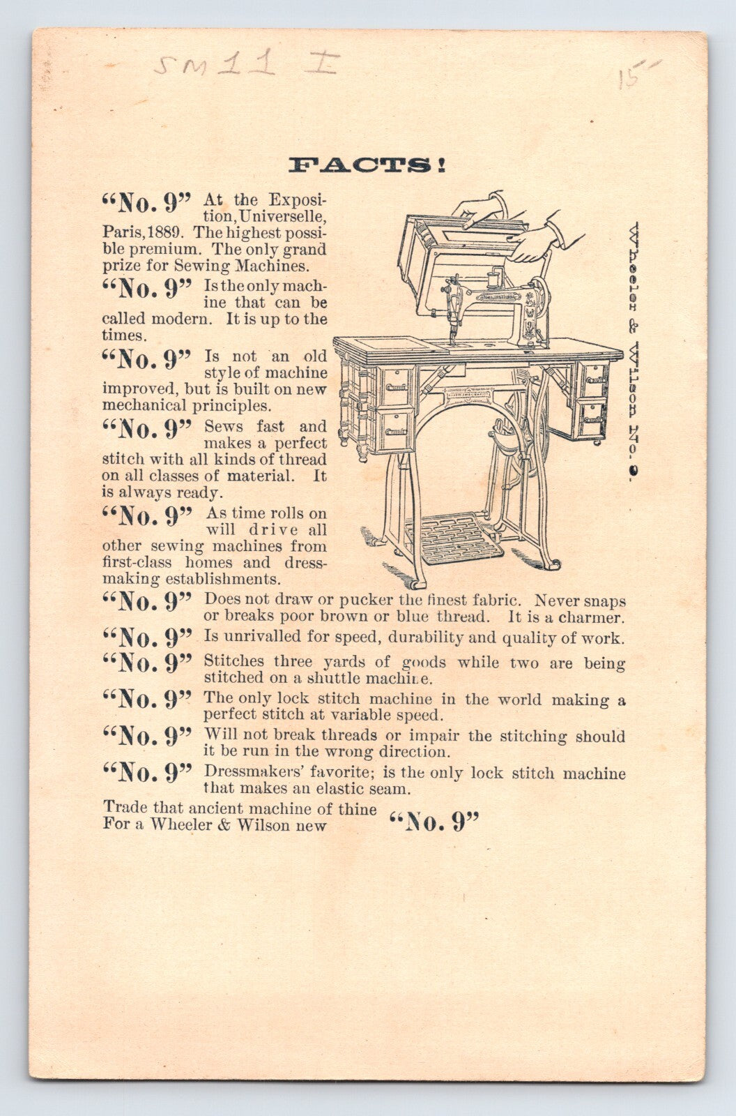 Wheeler Wilson Sewing Machines Ice Skating Victorian Trade Card 1890s - 7 x 4.5