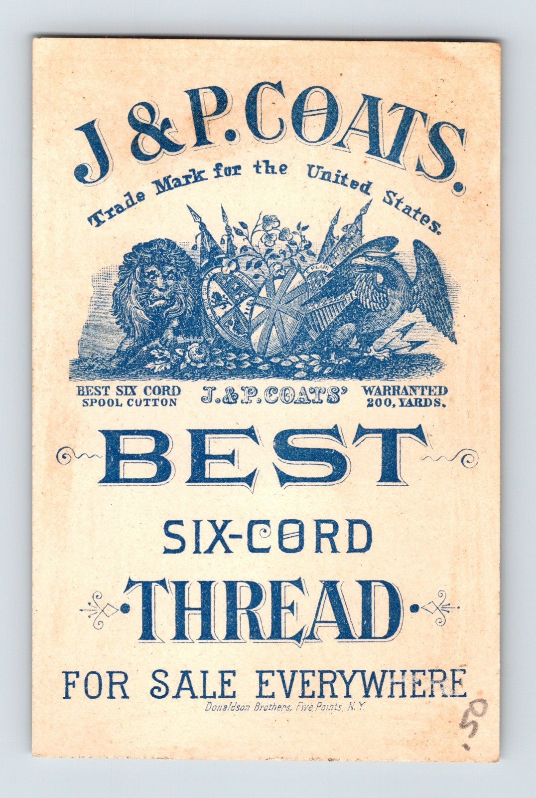 J P Coats Woman Child Gate Scene Nursery Rhyme 1890s Trade Card 2.5 x 4