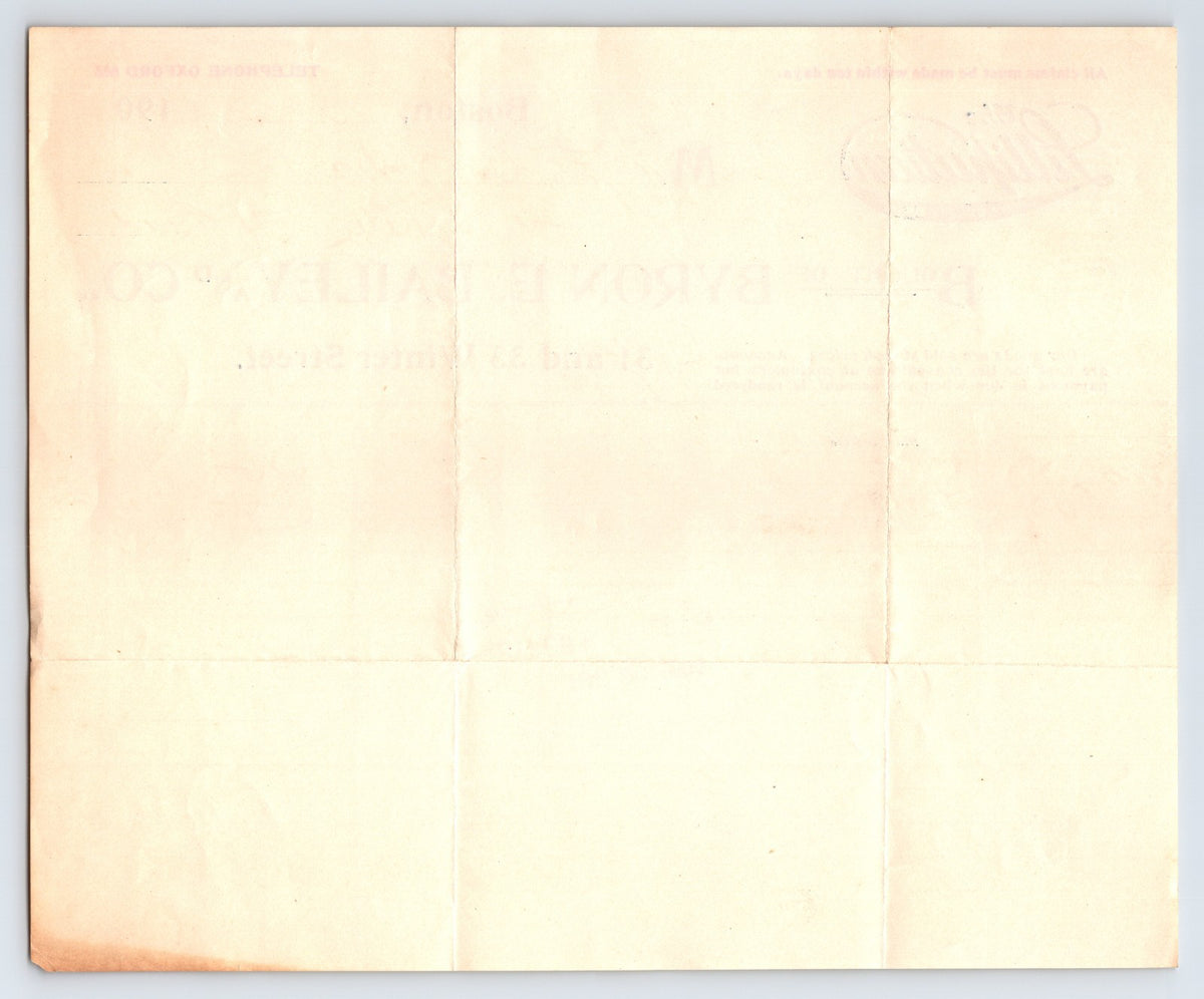 Boston Massachusetts 1904 Byron E Bailey Lilliputian Clothiers Billhead 8 x 7
