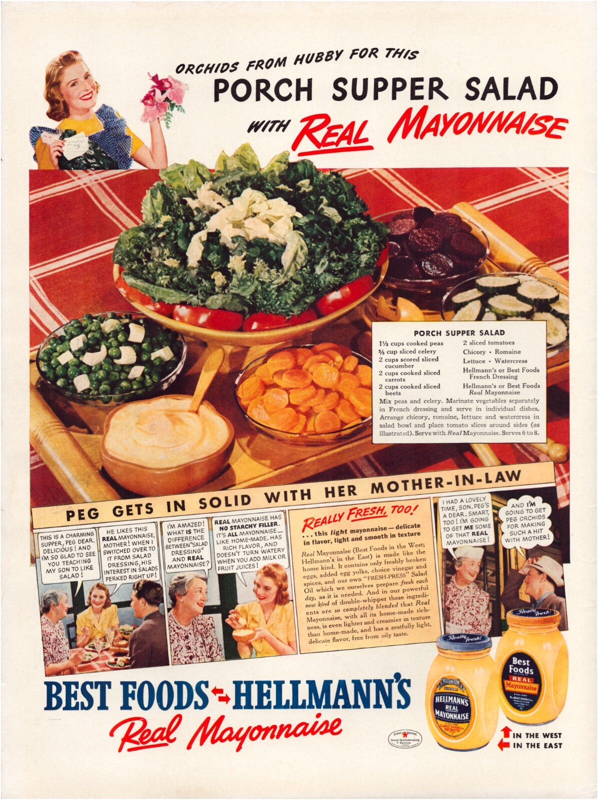 Hellmann’s Best Foods Mayonnaise 1940 Print Ad Full Page 10.5 x 13.5