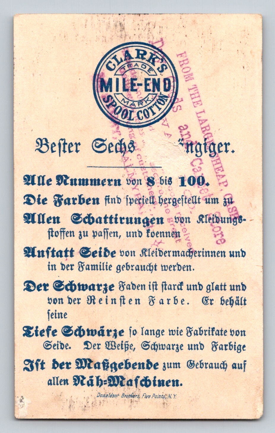 Clarks Mile End Tied Up Husband Sewing Suffrage Victorian Trade Card - 2.5 x 4