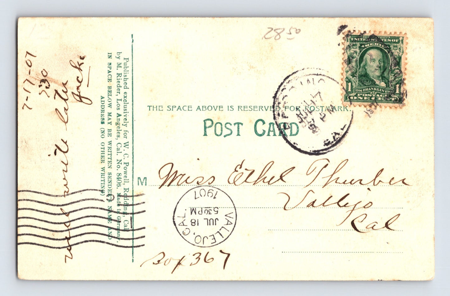 Mount Shasta California Fish Hatchery 1907 Postcard Posted Divided Back