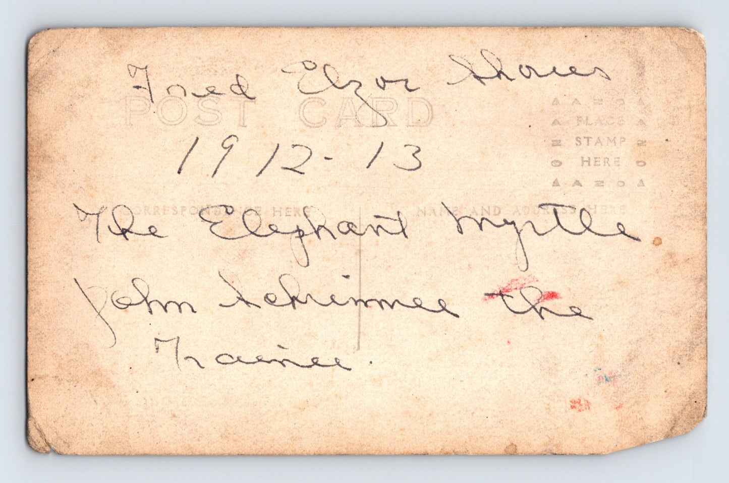 Fred Elzor Shows 1913 Postcard RPPC Photo Elephant Trainer 5.5 x 3.5