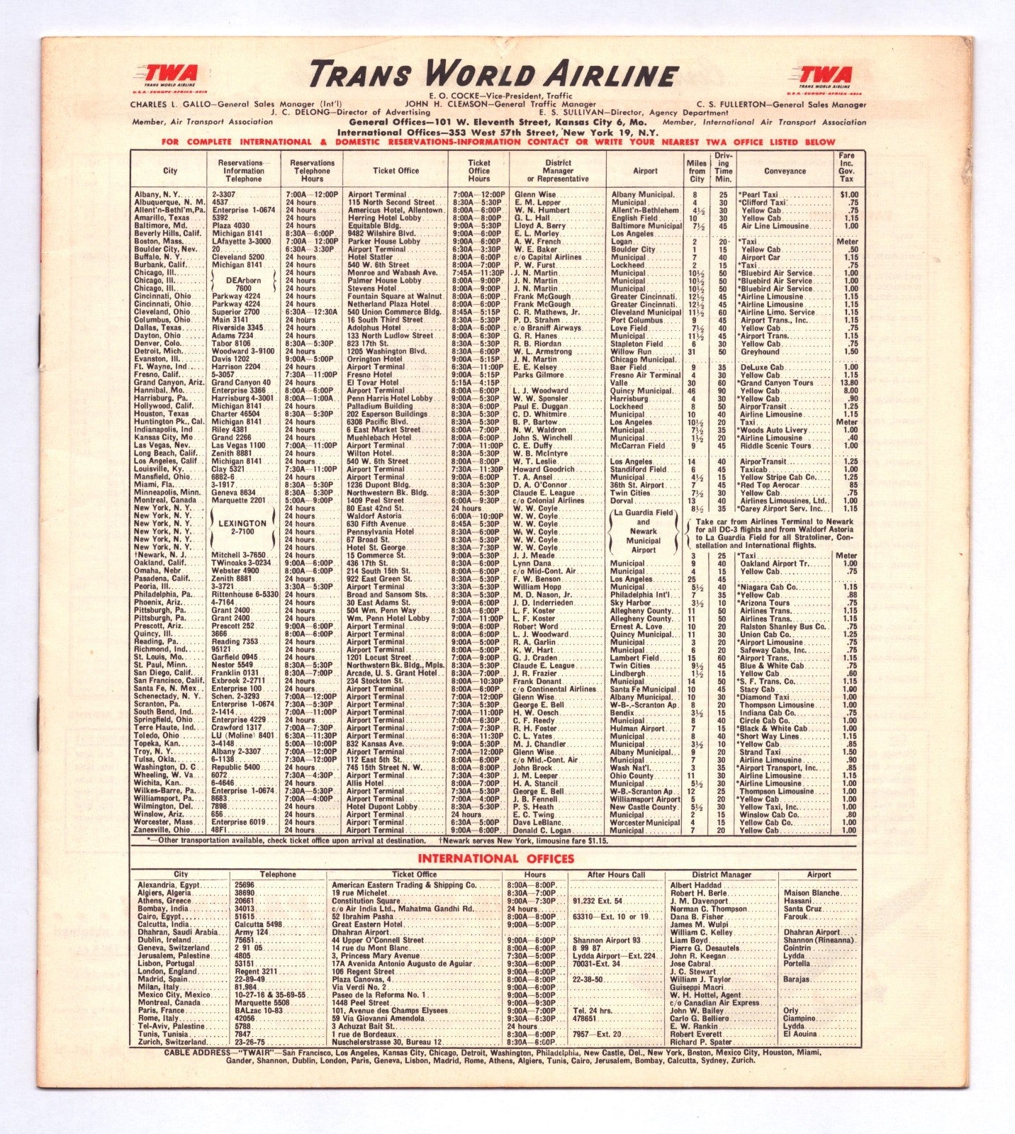TWA Trans World Airlines 1948 Paris Eiffel Tower System Time Table Brochure