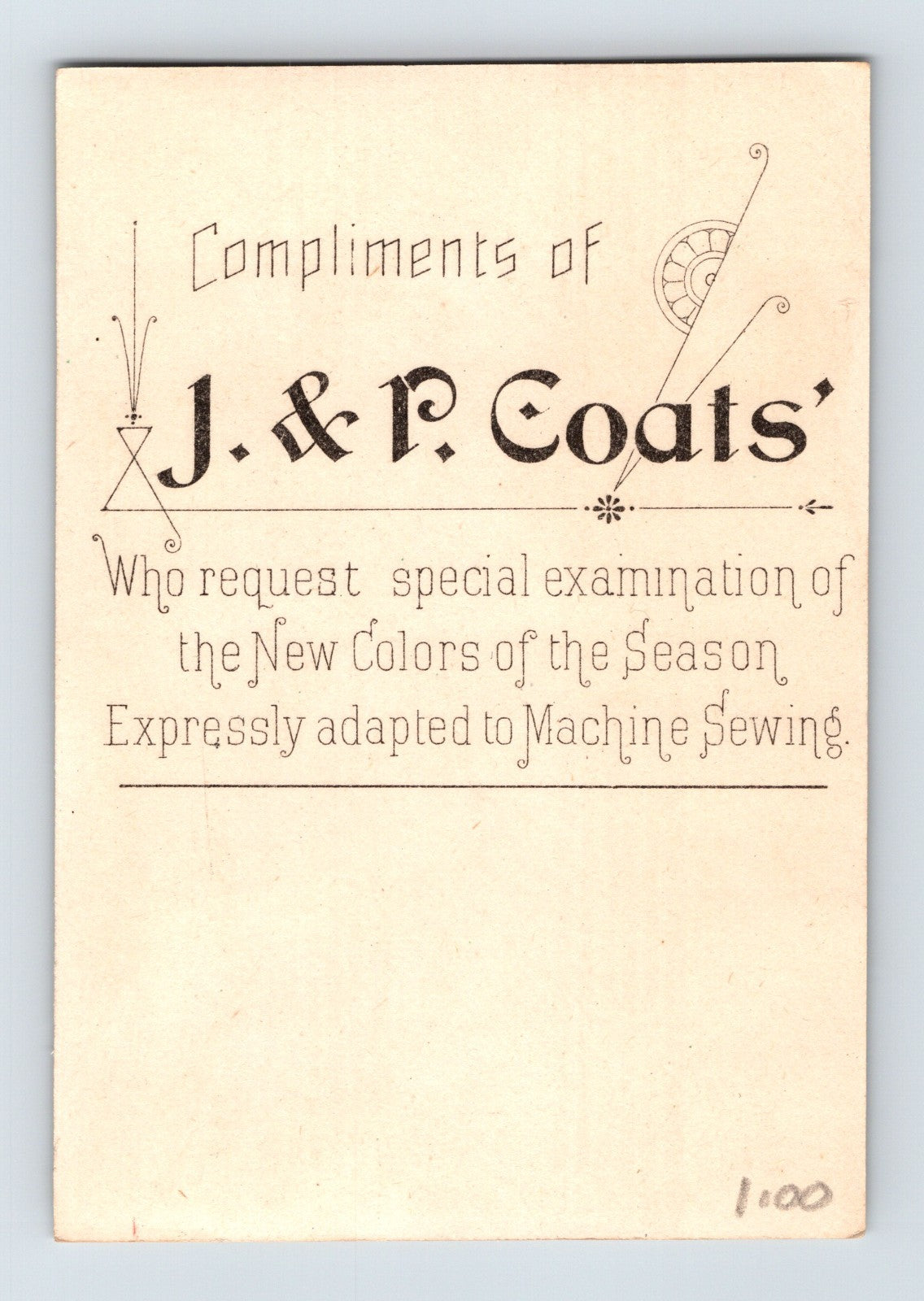 J and P Coats Children Seesaw Spool Thread 1890s Trade Card 2.75 x 4