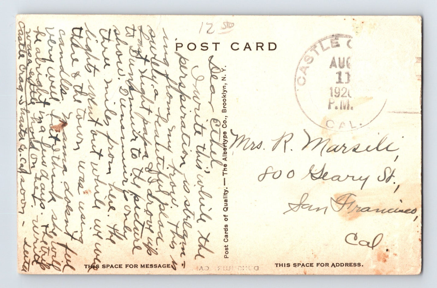 Dunsmuir CA Downtown Shasta Route Southern Pacific Railroad 1920s Postcard