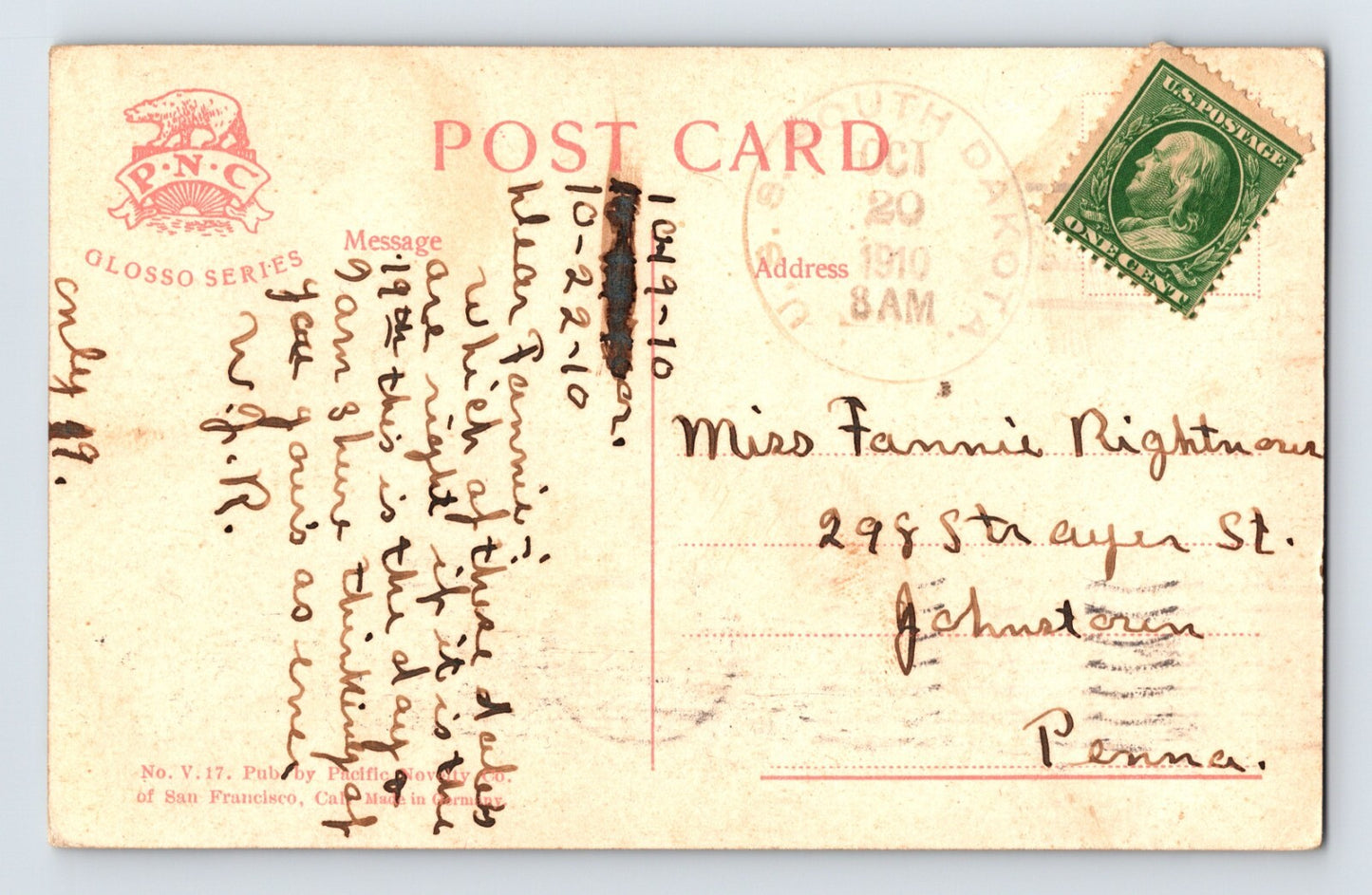 Vallejo California Benicia Napa Valley Electric Railroad Train 1910 Postcard Posted