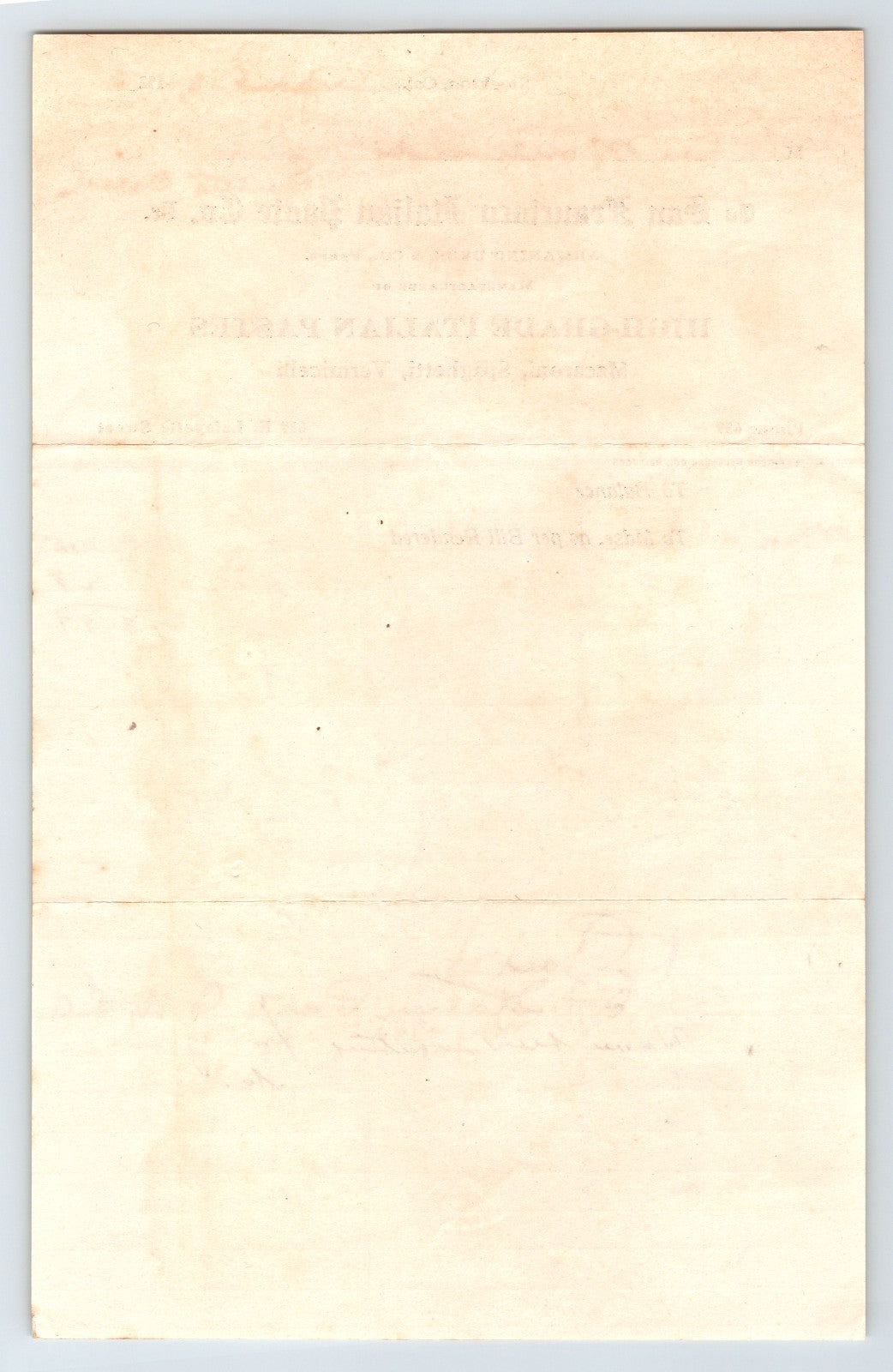 Stockton California 1923 San Francisco Italian Paste Company Billhead 8 x 5.5