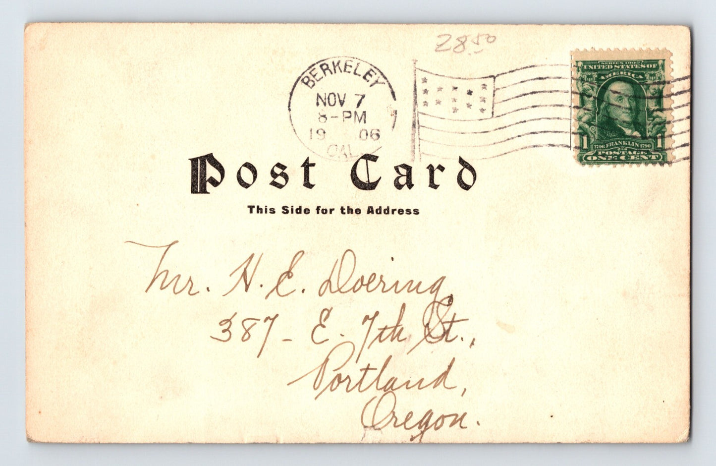 Berkeley University California Hearst Hall Big Game Rugby Note 1906 Postcard