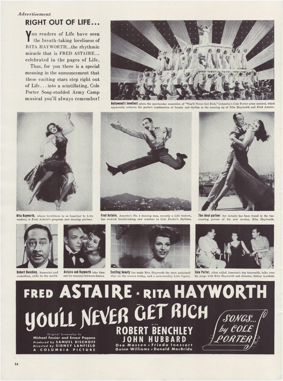 Youll Never Get Rich Film 1941 Fred Astaire Rita Hayworth Print Ad 10.5 x 13.5