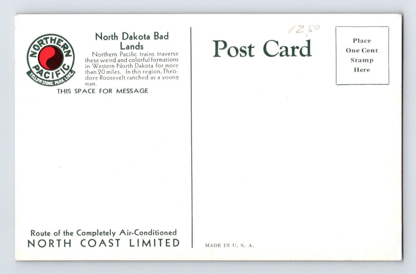Bad Lands North Dakota Northern Pacific Coast Limited Train 1910s Postcard
