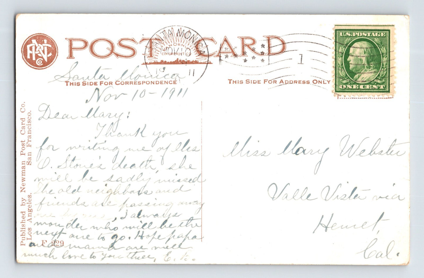 Venice California The Rapids Amusement Park 1911 Postcard Posted Divided Back